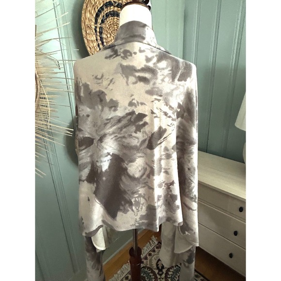 Pauw Amsterdam Wool Cashmere Blend Scarf Gray Cream Abstract Oversized Wrap - Picture 7 of 10